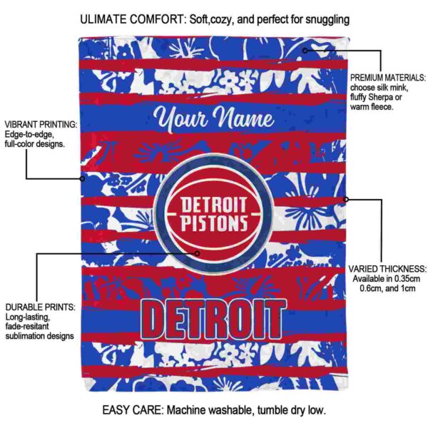 custom detroit pistons floral stripes red white blanket new arrival