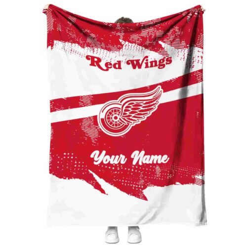 custom detroit red wings grunge streaks red blanket best selling