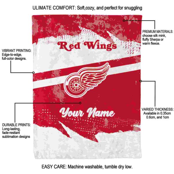 custom detroit red wings grunge streaks red blanket new arrival