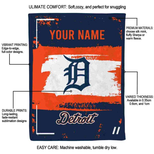 custom detroit tigers paint strokes navy white blanket new arrival
