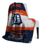 custom detroit tigers paint strokes navy white blanket top rated