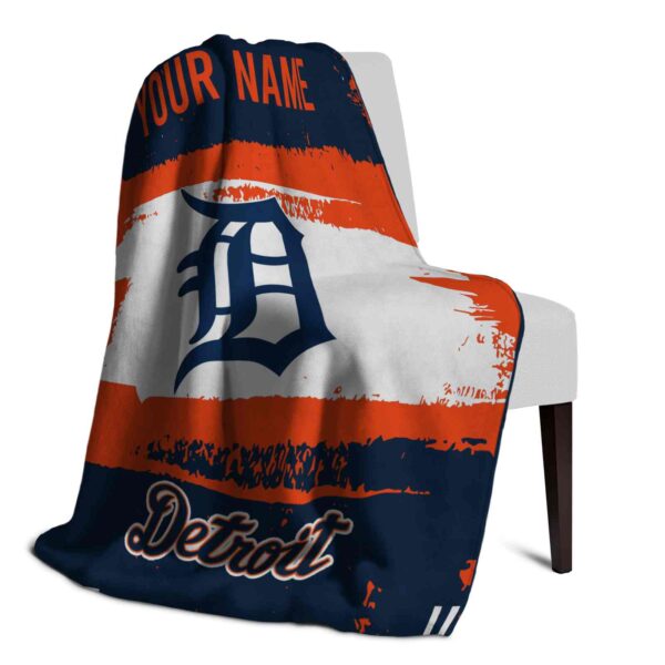 custom detroit tigers paint strokes navy white blanket top rated