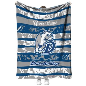 custom drake bulldogs floral stripes blue white blanket best selling