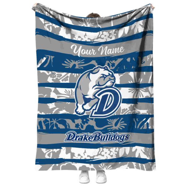 custom drake bulldogs floral stripes blue white blanket best selling
