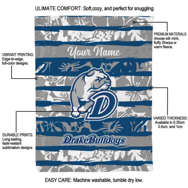 custom drake bulldogs floral stripes blue white blanket new arrival