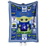 custom duke blue devils baby yoda blue blanket best selling