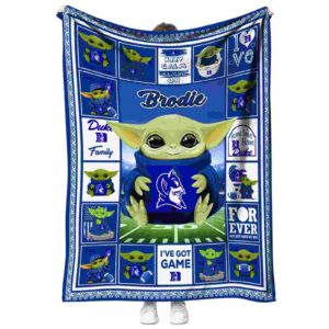 custom duke blue devils baby yoda blue blanket best selling