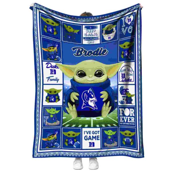 custom duke blue devils baby yoda blue blanket best selling