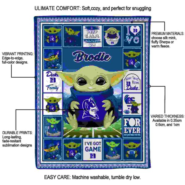 custom duke blue devils baby yoda blue blanket new arrival