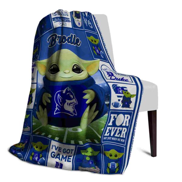 custom duke blue devils baby yoda blue blanket top rated