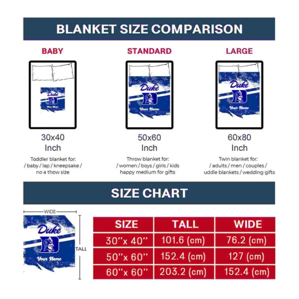 custom duke blue devils grunge streaks blue blanket trendy