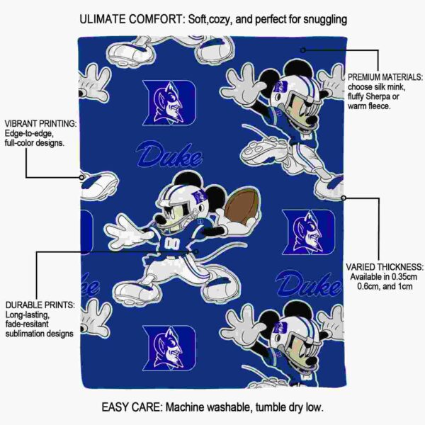 custom duke blue devils mickey blue blanket new arrival