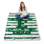 custom eastern michigan eagles floral stripes green white blanket best selling