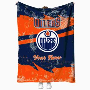 custom edmonton oilers grunge streaks blue blanket best selling