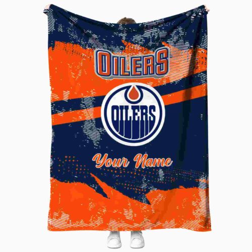 custom edmonton oilers grunge streaks blue blanket best selling