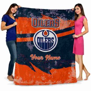 custom edmonton oilers grunge streaks blue blanket fashion forward