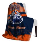 custom edmonton oilers grunge streaks blue blanket top rated