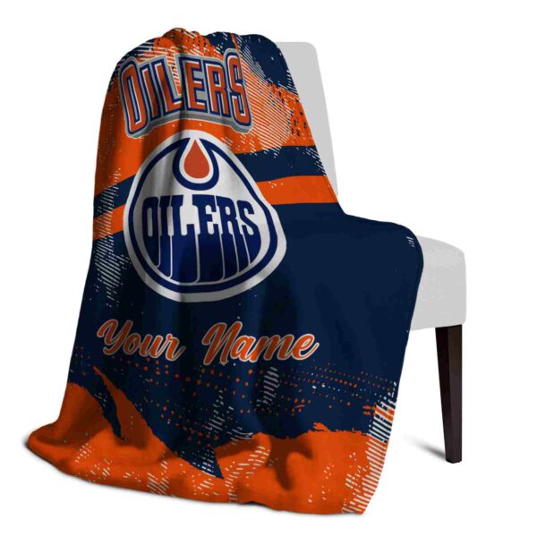 custom edmonton oilers grunge streaks blue blanket top rated