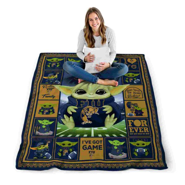 custom fiu panthers baby yoda blue blanket high quality