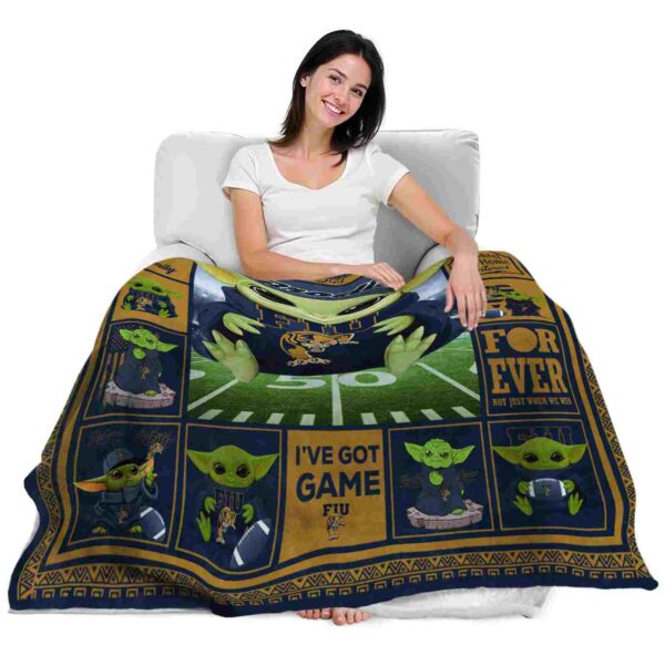 custom fiu panthers baby yoda blue blanket latest model