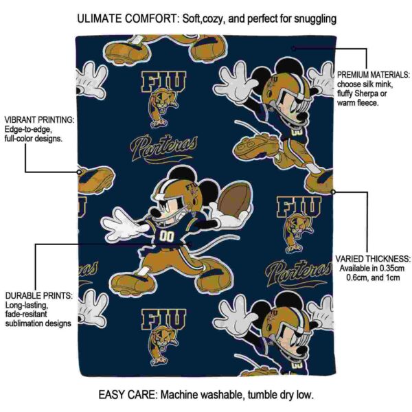 custom fiu panthers mickey blue blanket new arrival