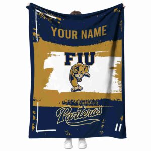 custom fiu panthers paint strokes blue white blanket best selling