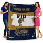 custom fiu panthers paint strokes blue white blanket fashion forward