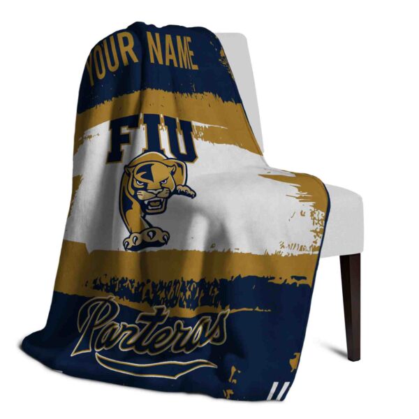 custom fiu panthers paint strokes blue white blanket top rated