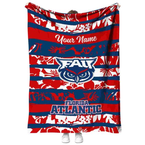custom florida atlantic owls floral stripes blue white blanket best selling