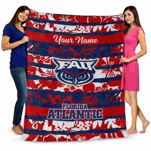 custom florida atlantic owls floral stripes blue white blanket fashion forward
