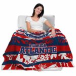 custom florida atlantic owls floral stripes blue white blanket latest model
