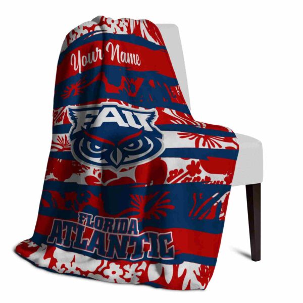 custom florida atlantic owls floral stripes blue white blanket top rated