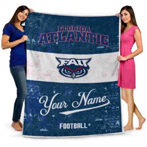 custom florida atlantic owls grunge texture blue white blanket fashion forward