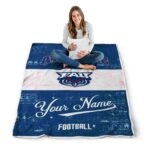 custom florida atlantic owls grunge texture blue white blanket best selling
