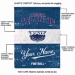 custom florida atlantic owls grunge texture blue white blanket best selling
