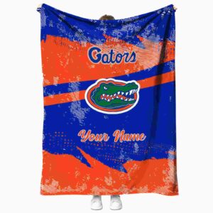 custom florida gators grunge streaks blue blanket best selling