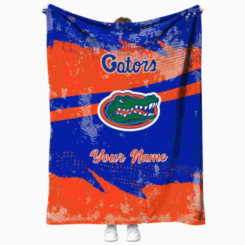 custom florida gators grunge streaks blue blanket best selling