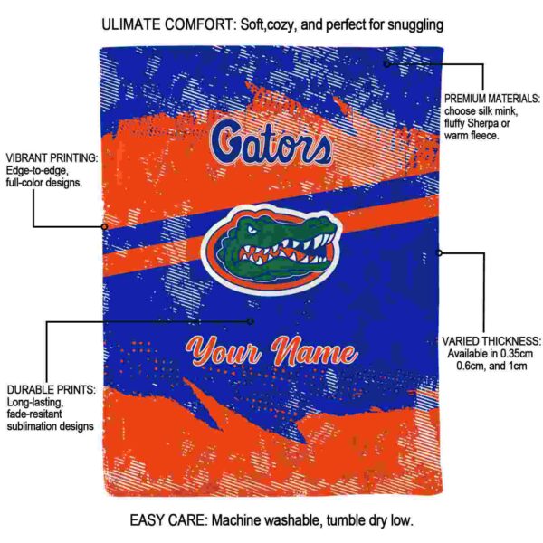 custom florida gators grunge streaks blue blanket new arrival