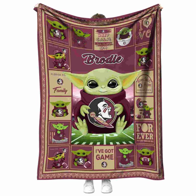 custom florida state seminoles baby yoda garnet blanket best selling