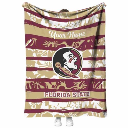 custom florida state seminoles floral stripes garnet white blanket best selling