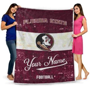 custom florida state seminoles grunge texture garnet white blanket fashion forward