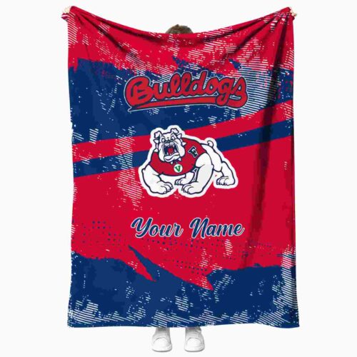 custom fresno state bulldogs grunge streaks red blanket best selling