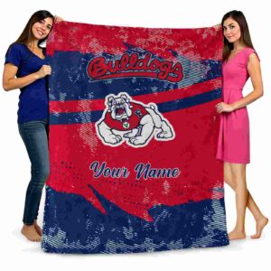 custom fresno state bulldogs grunge streaks red blanket fashion forward