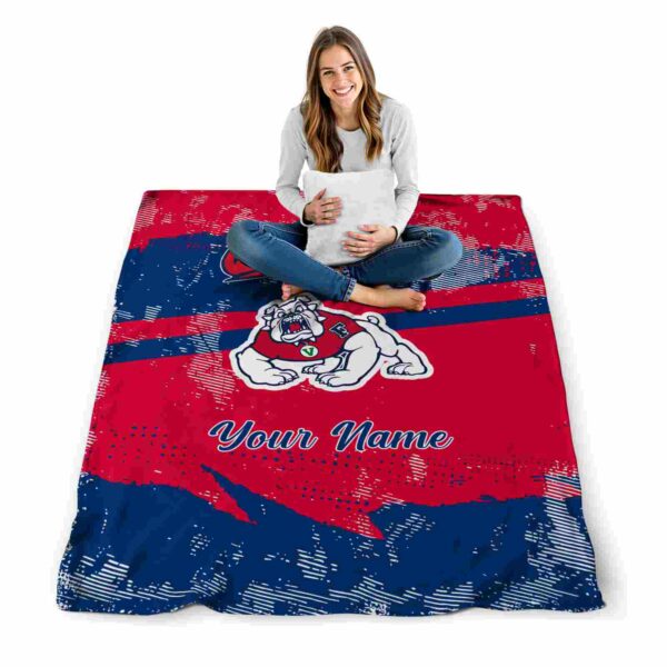 custom fresno state bulldogs grunge streaks red blanket high quality