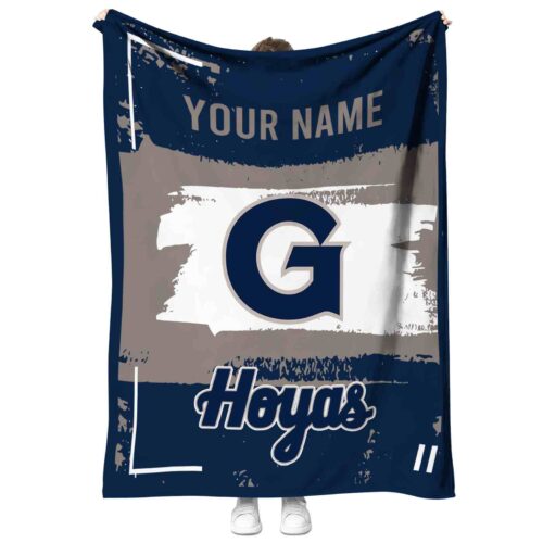 custom georgetown hoyas paint strokes blue white blanket best selling