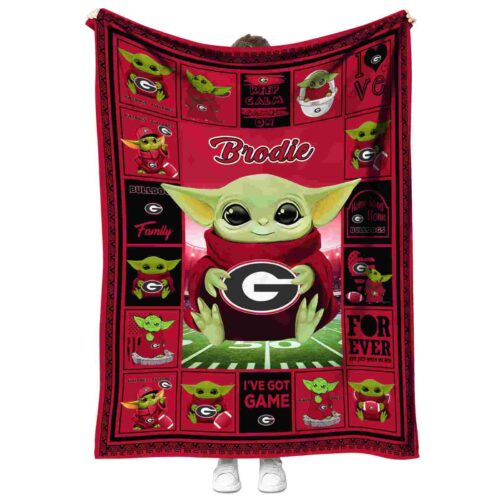 custom georgia bulldogs baby yoda red blanket best selling
