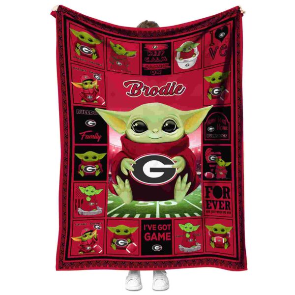 custom georgia bulldogs baby yoda red blanket best selling