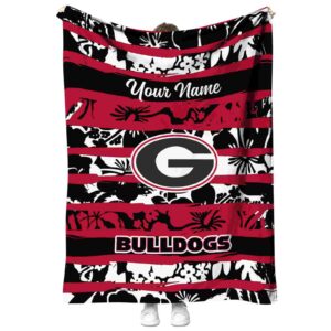 custom georgia bulldogs floral stripes red white blanket best selling
