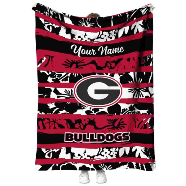 custom georgia bulldogs floral stripes red white blanket best selling