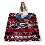 custom georgia bulldogs floral stripes red white blanket high quality